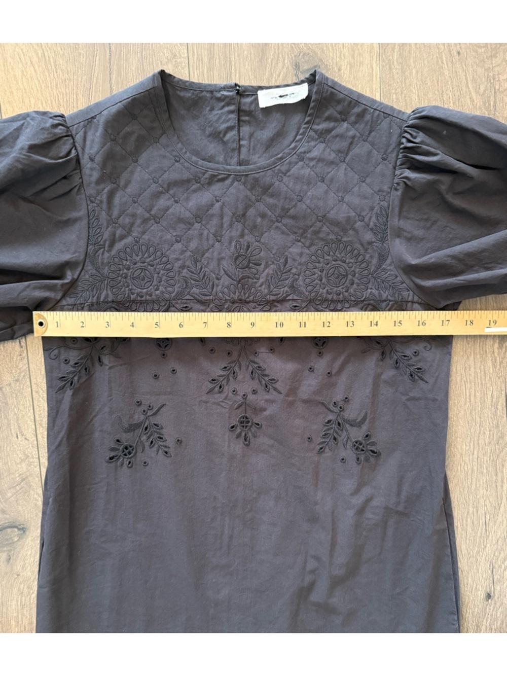 Isabel Marant Black Embroidered Puff Sleeve Midi Dress Size 36 Boho Chic - Picture 10 of 11